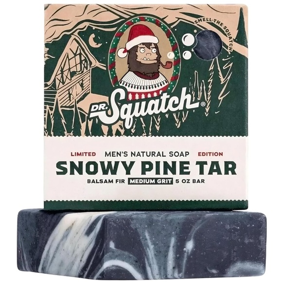 Bar Soap Dr Squatch - Snowy Pine Tar Limited Edition 5 oz Med Grit Balsam Fir - Picture 1 of 4